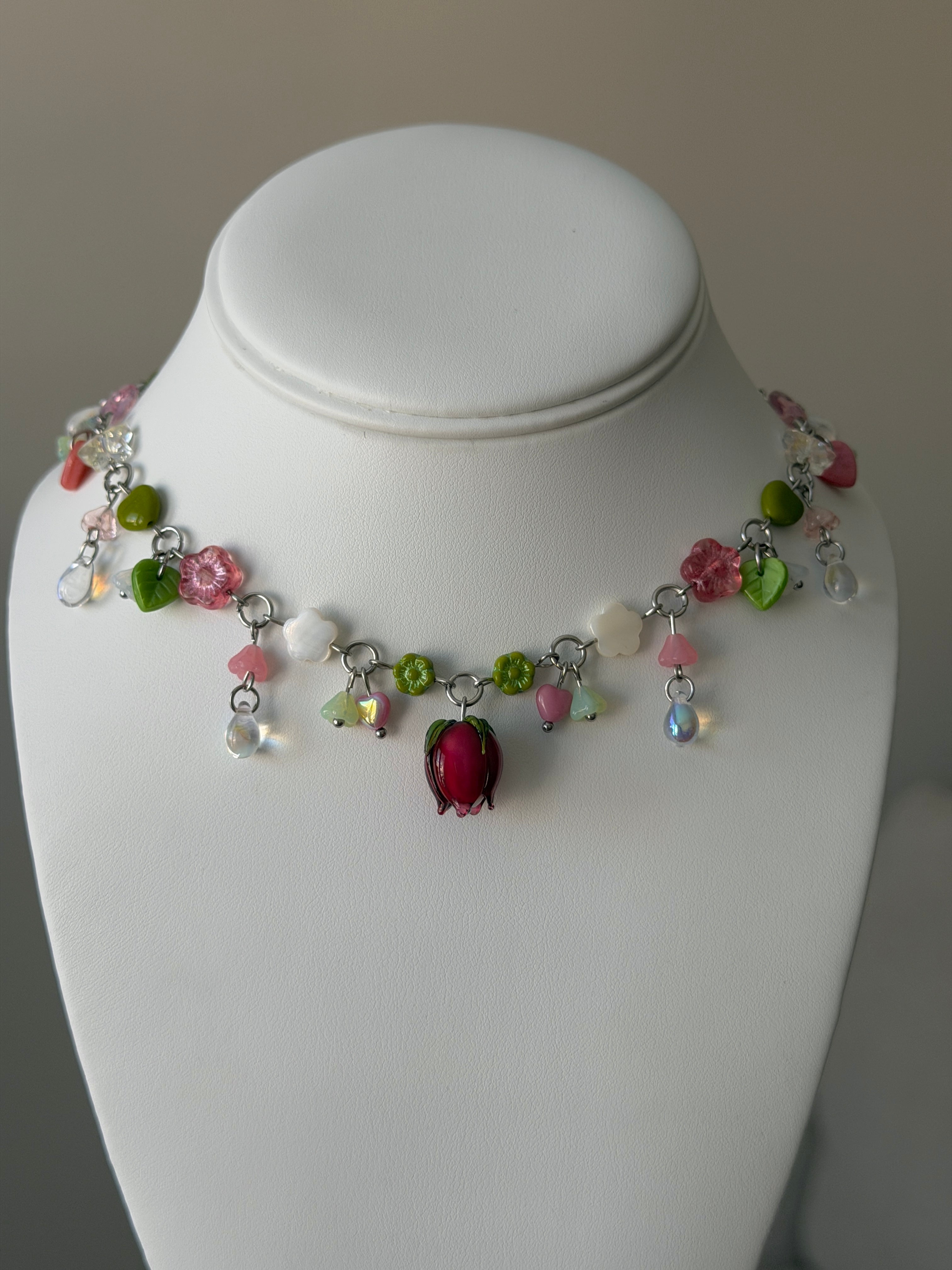 Pink Tulip Necklace