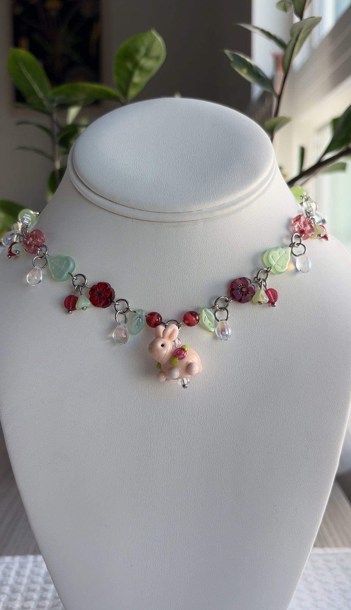 Rose Bunny Necklace