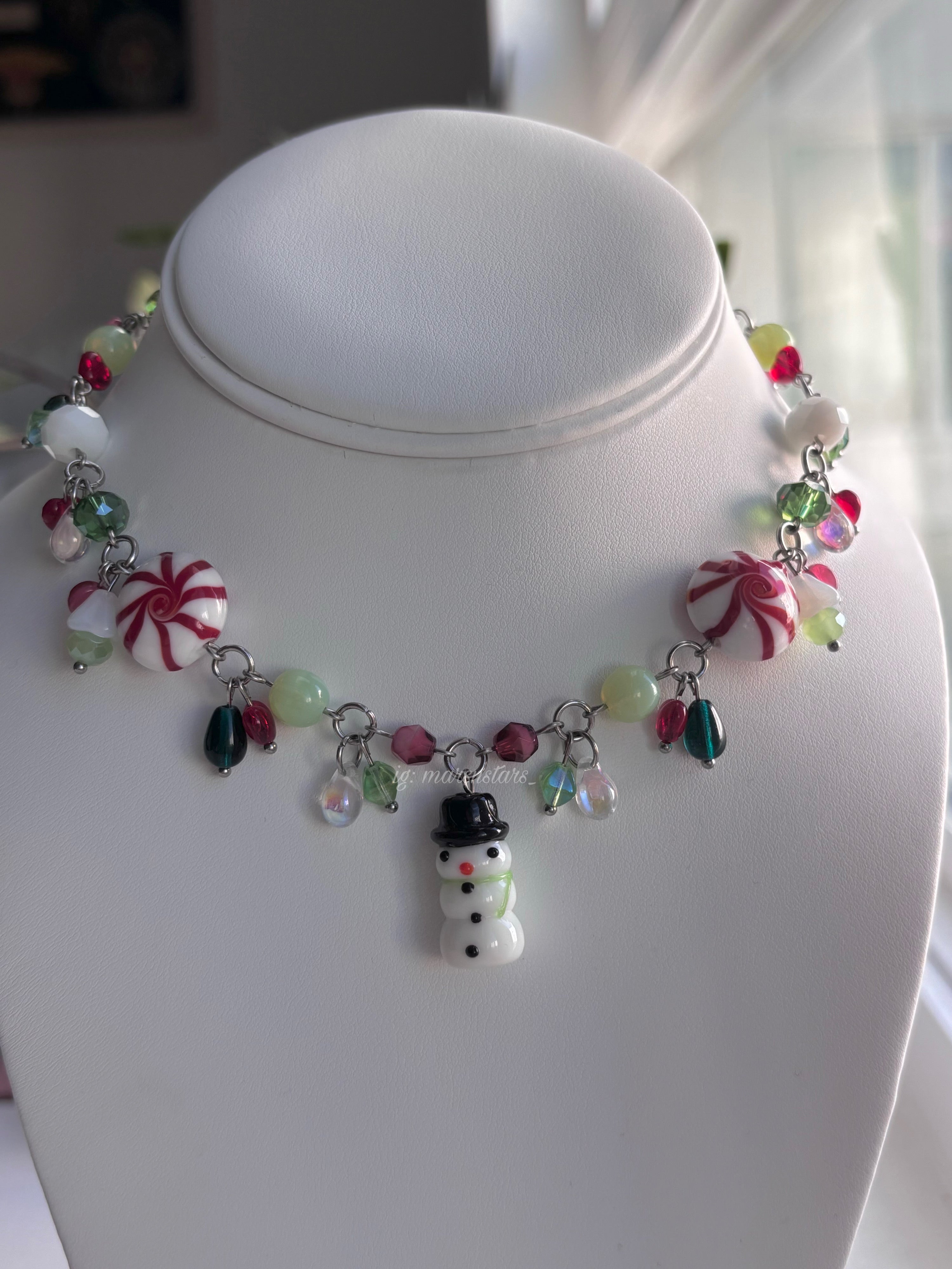 Holly Jolly Snowman Necklace