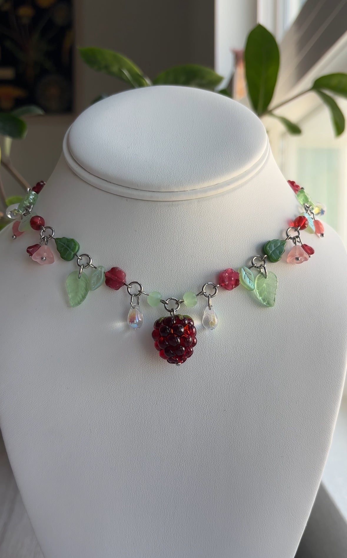 Dark Red Raspberry Necklace