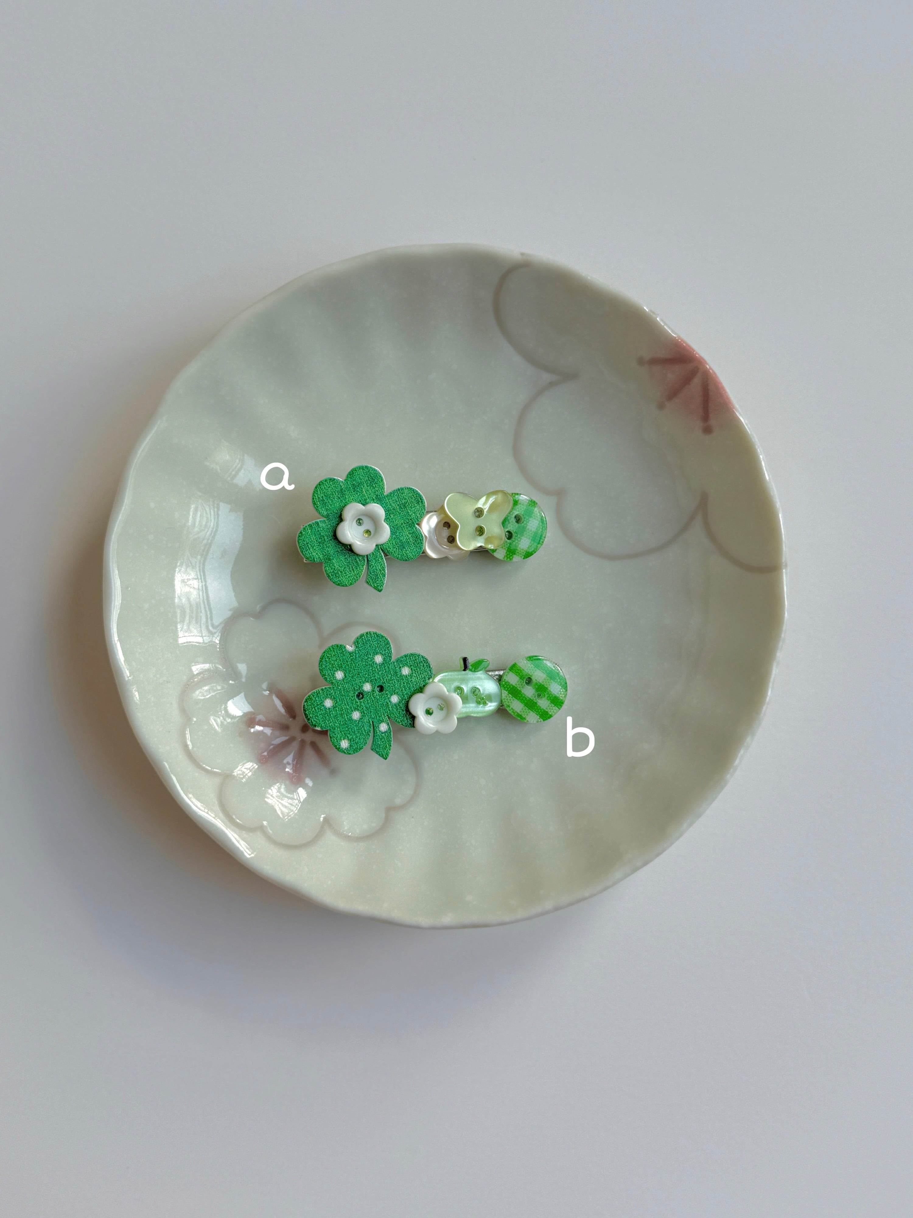 Lucky Button Hair Clips