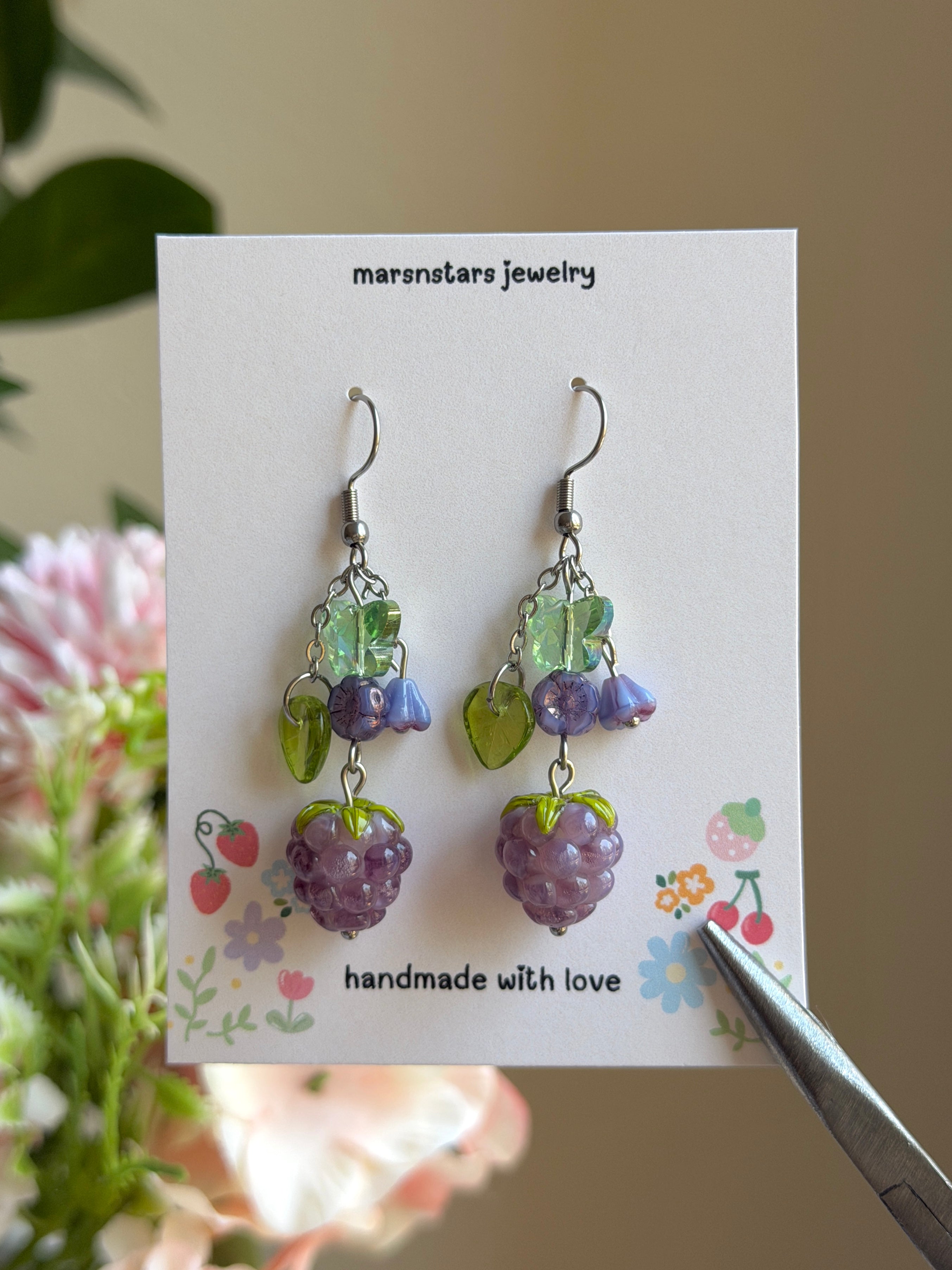 Lavender Raspberry Earrings