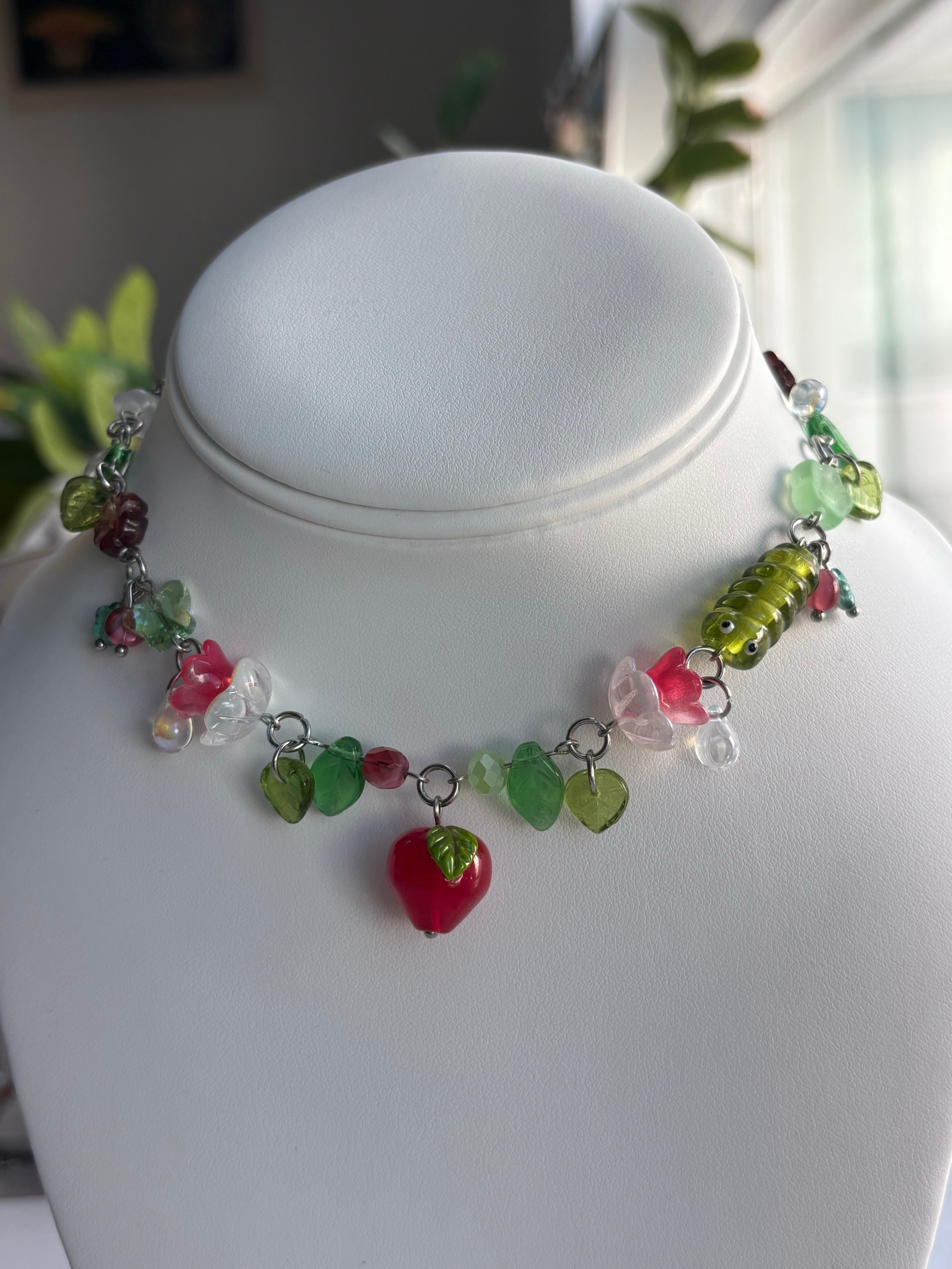 Apple Field Caterpillar Necklace