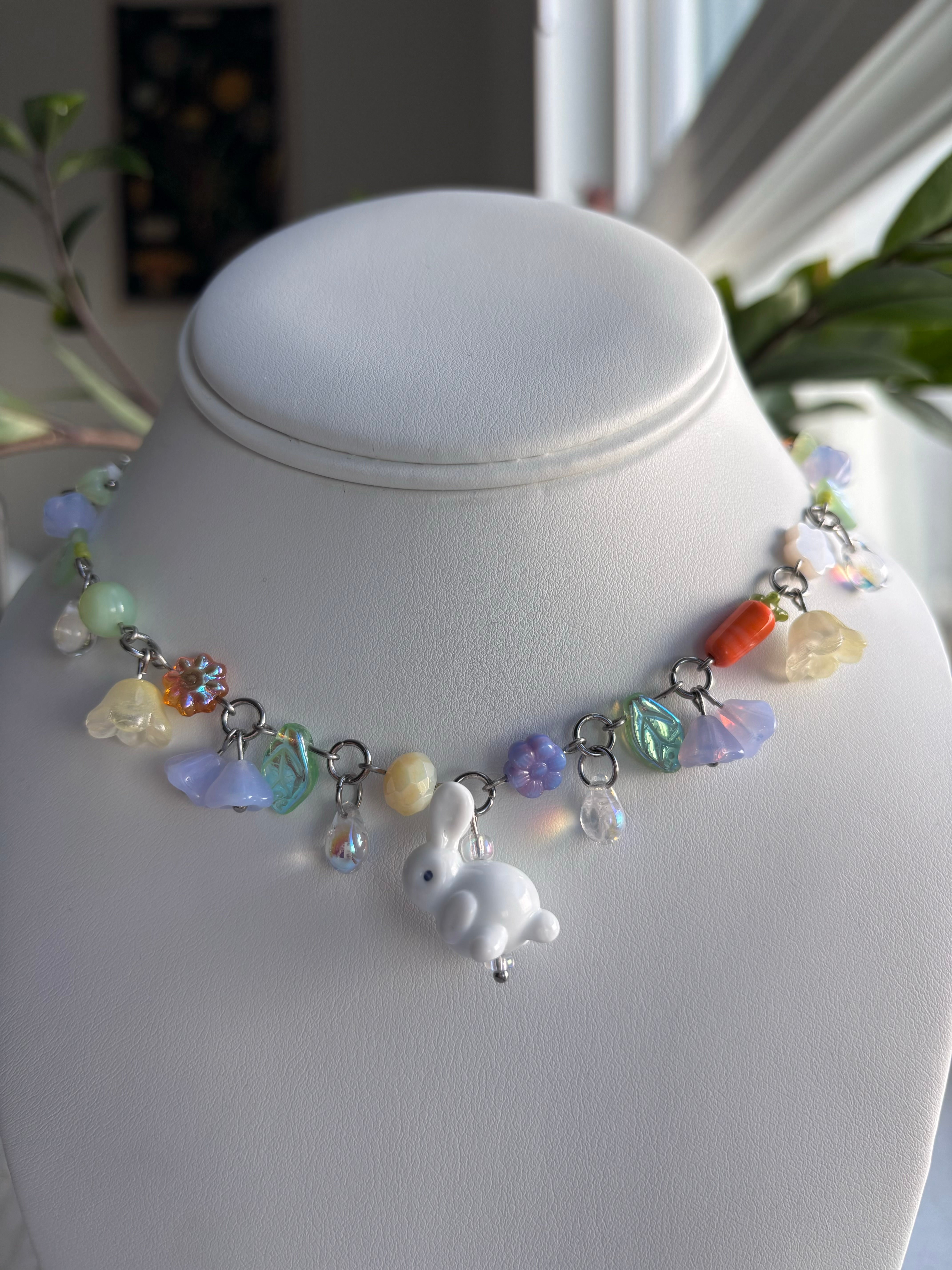 White Bunny Necklace