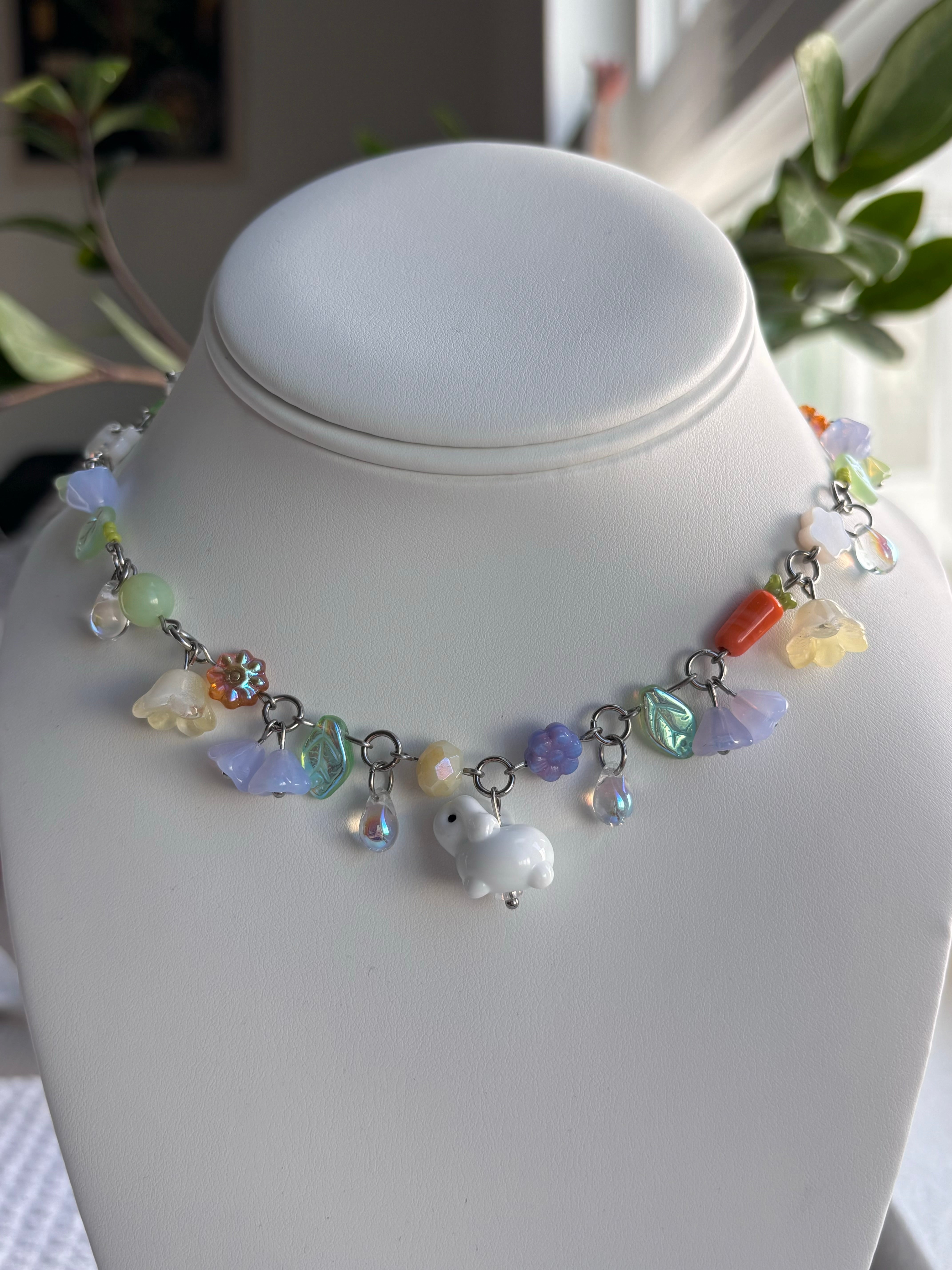 White Bunny Necklace