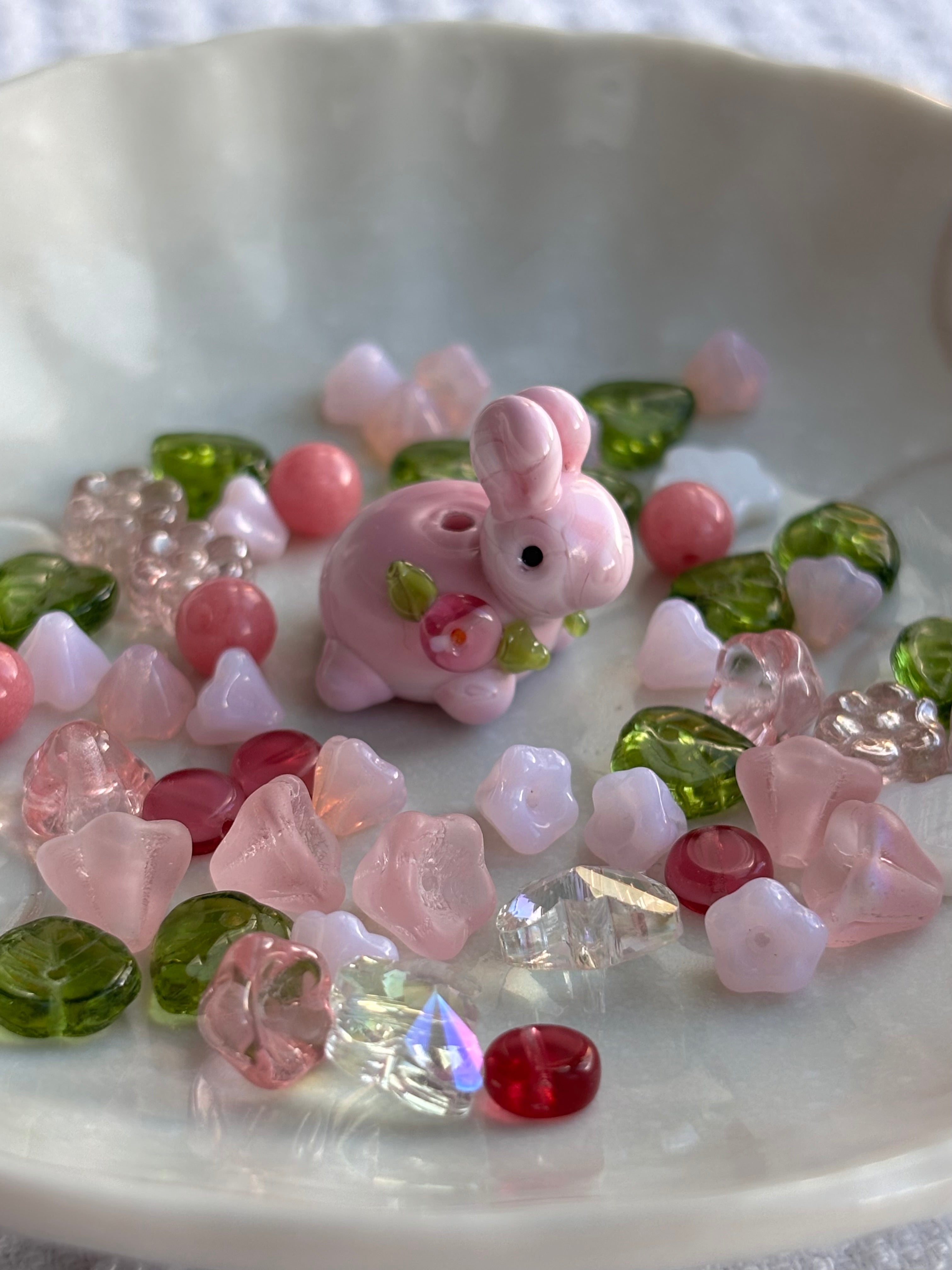 Pinky Rose Bunny Necklace