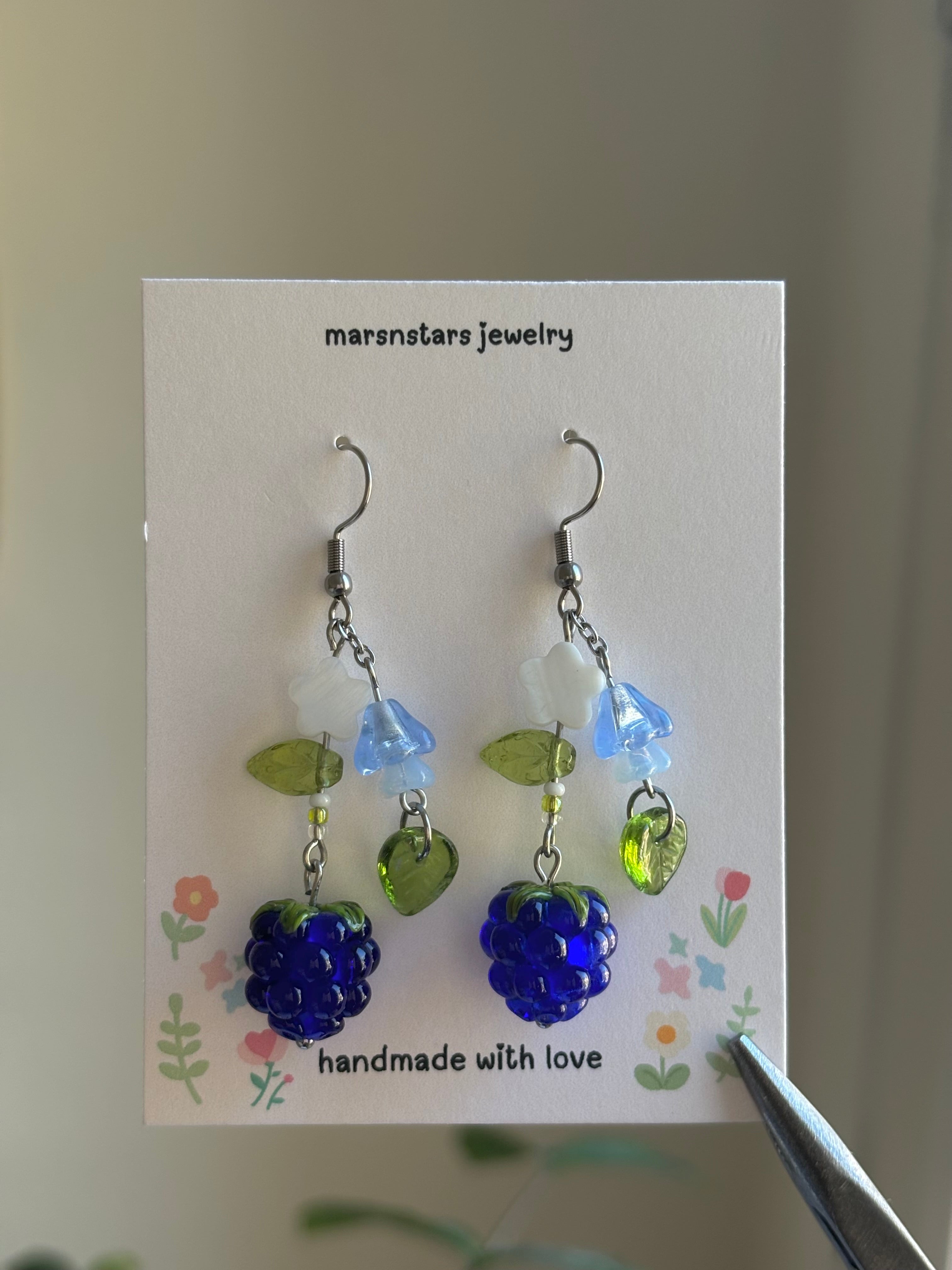 Blue Raspberry Earrings