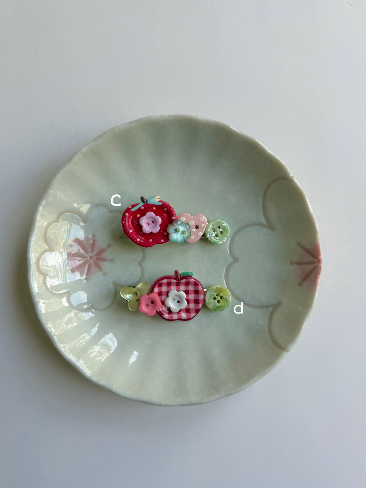 Picnic Button Hair Clips