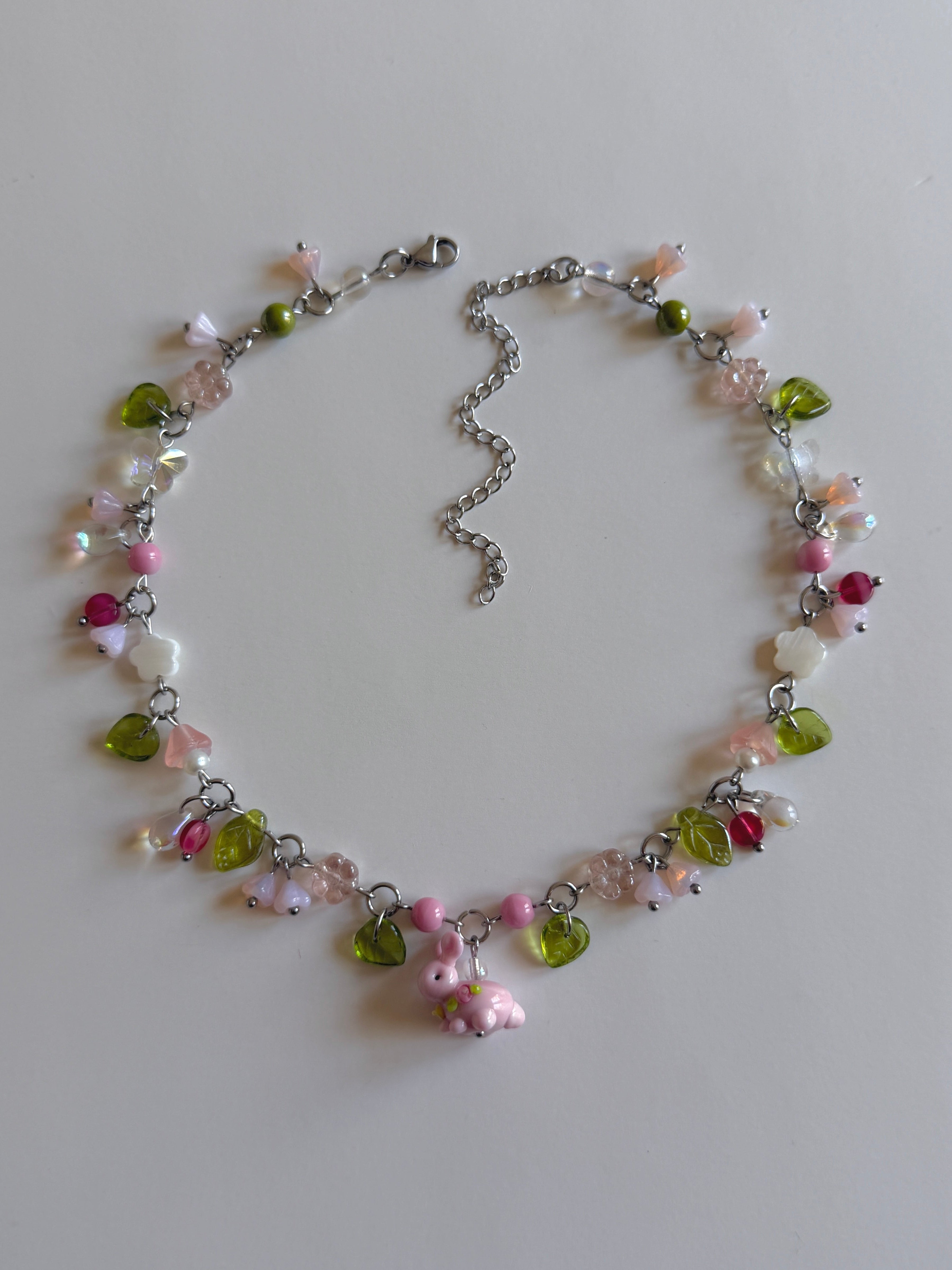 Rose Bunny Necklace