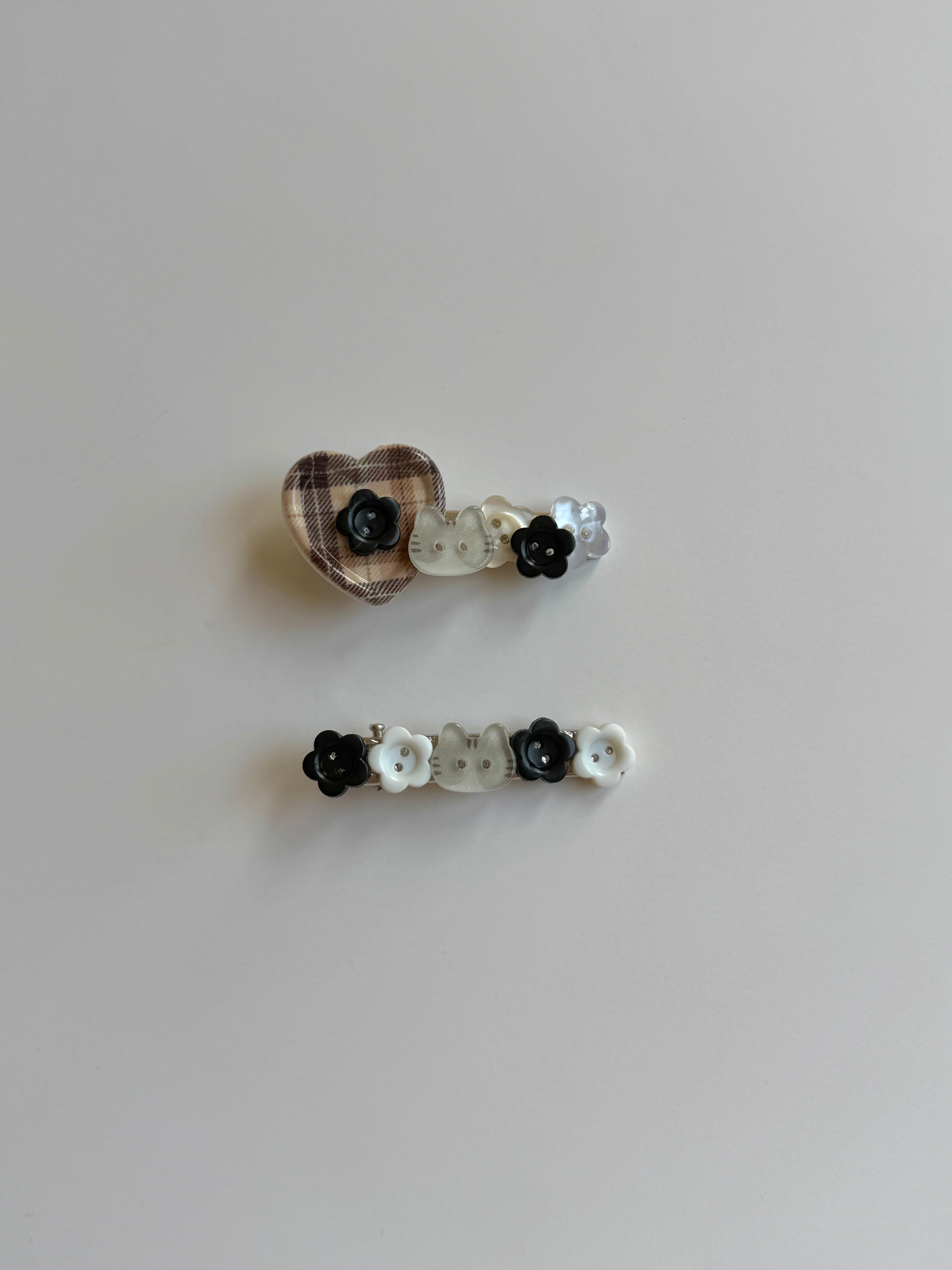 Kitten Button Hair Clips