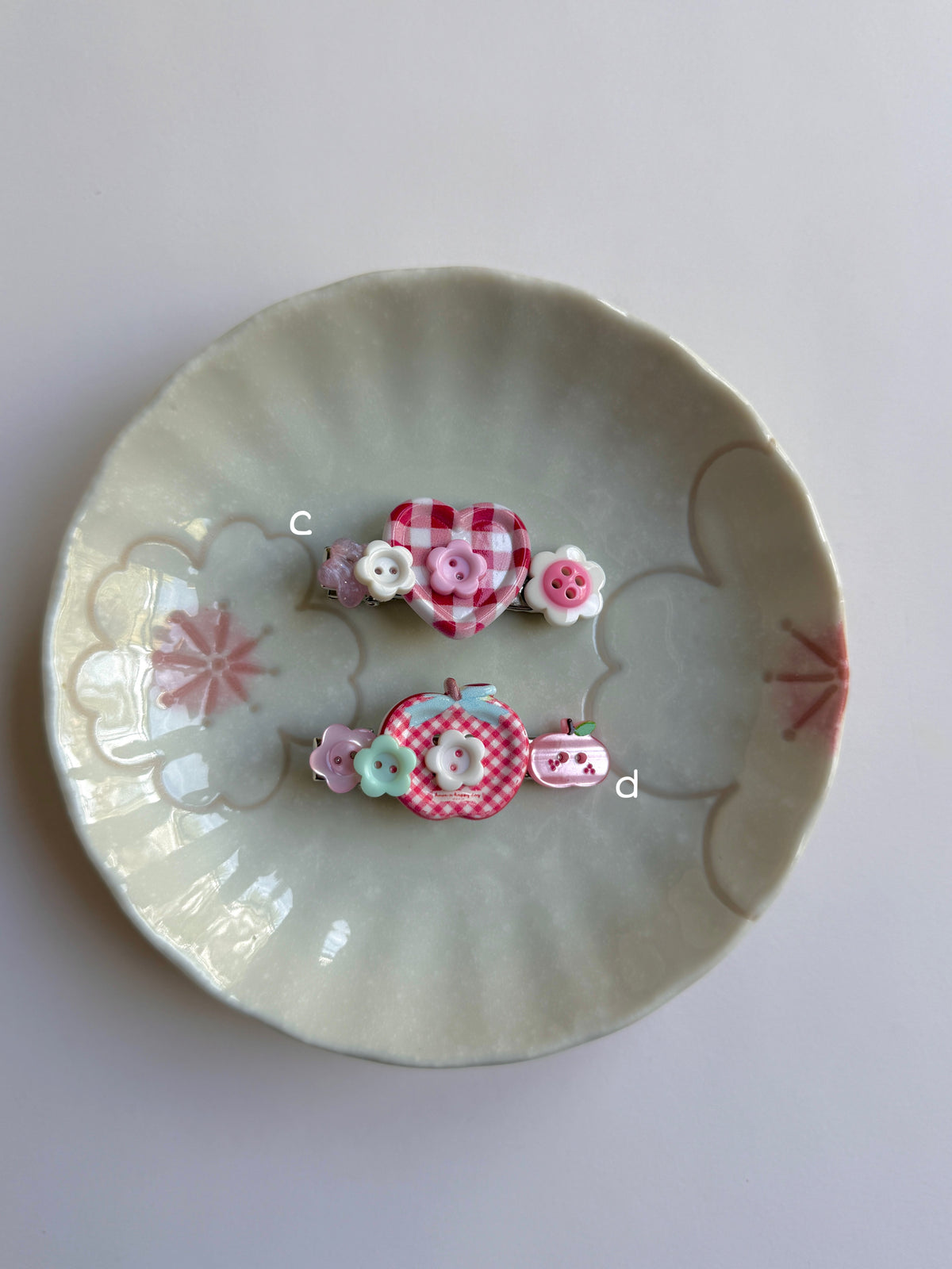 Apple Button Hair Clips