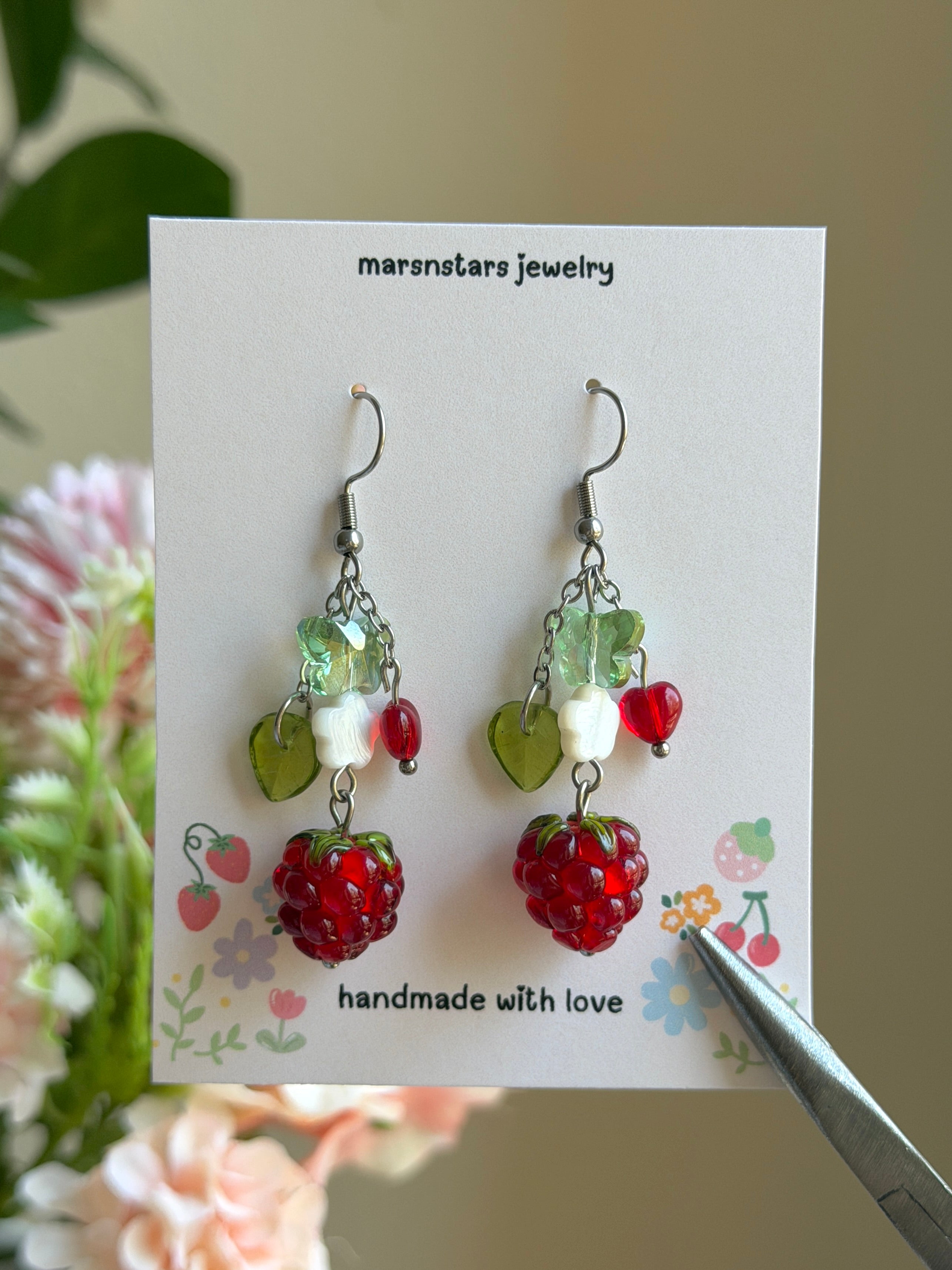 Red Raspberry Earrings