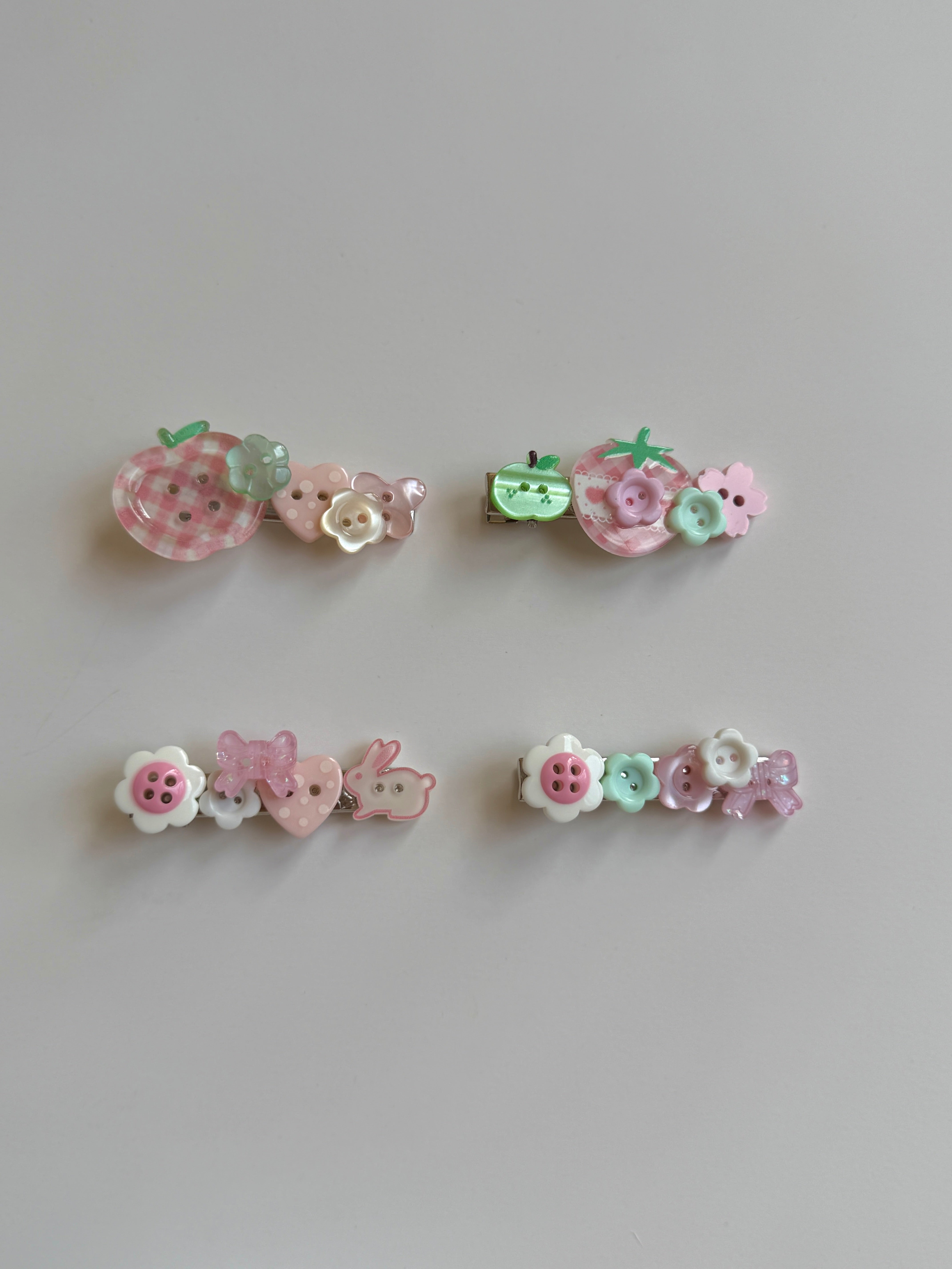 Garden Button Hair Clips