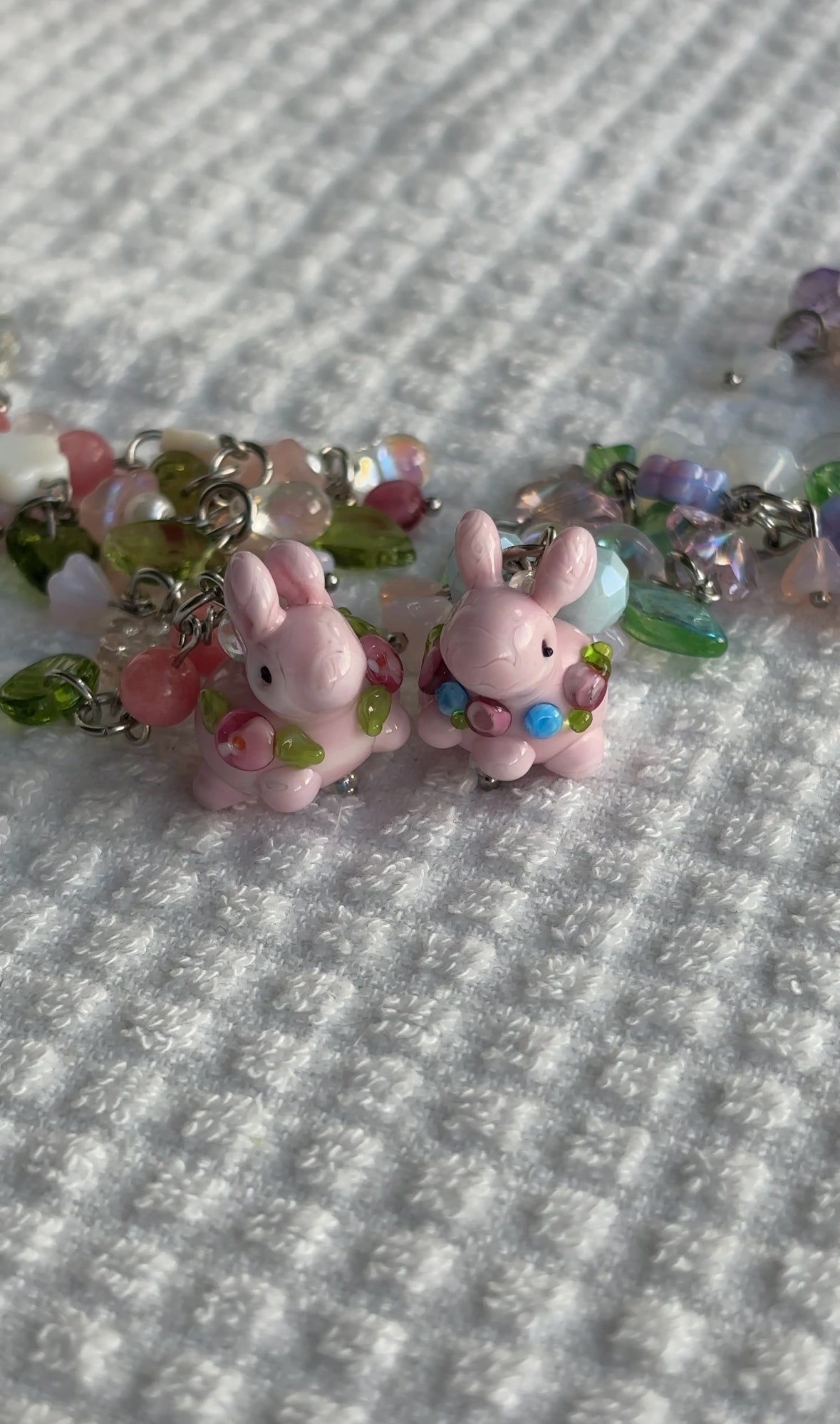 Pinky Bouquet Bunny Necklace