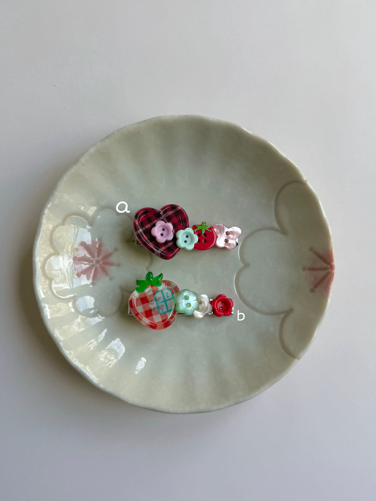 Picnic Button Hair Clips