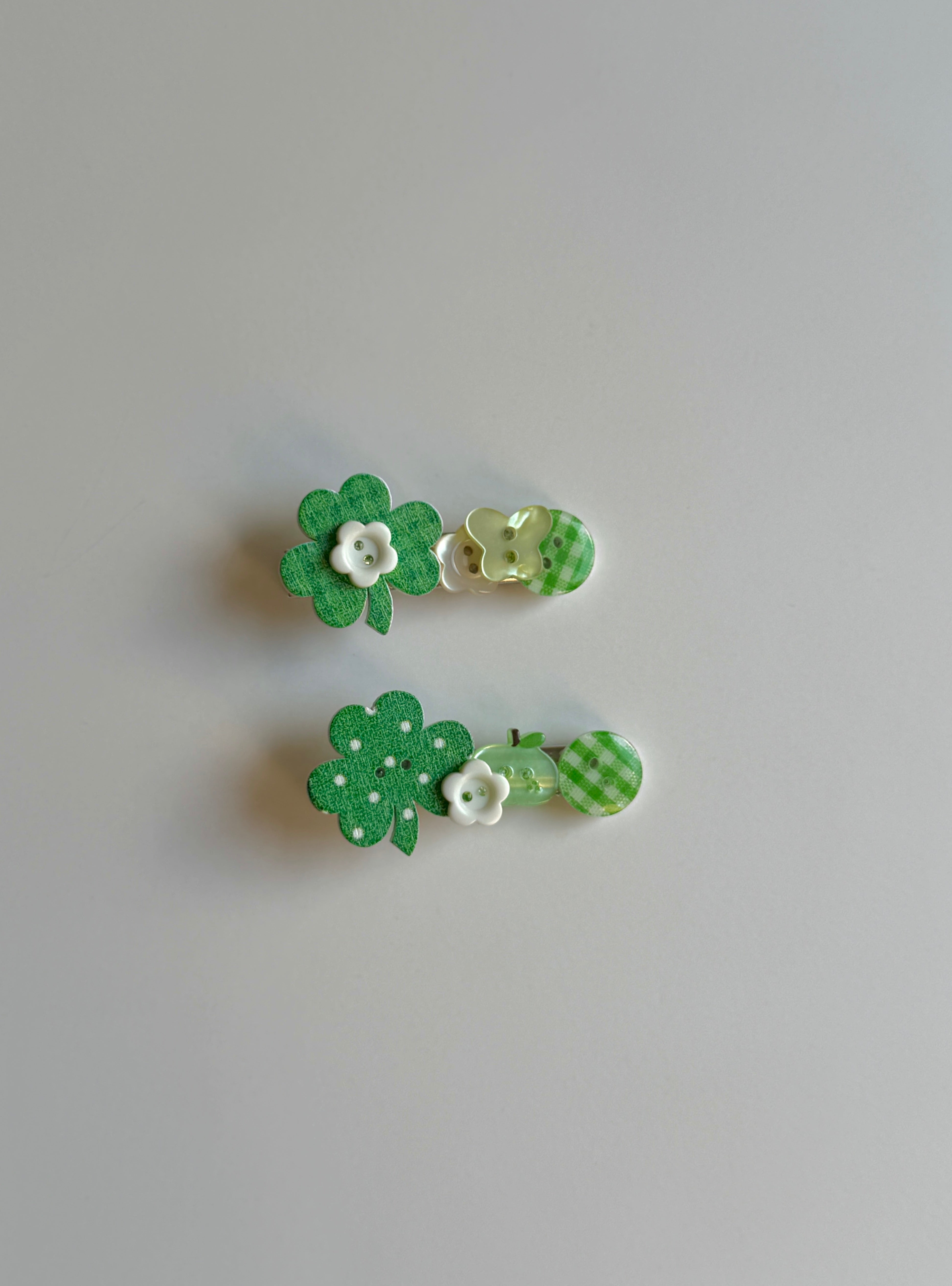 Lucky Button Hair Clips