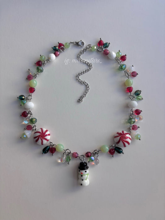 Holly Jolly Snowman Necklace